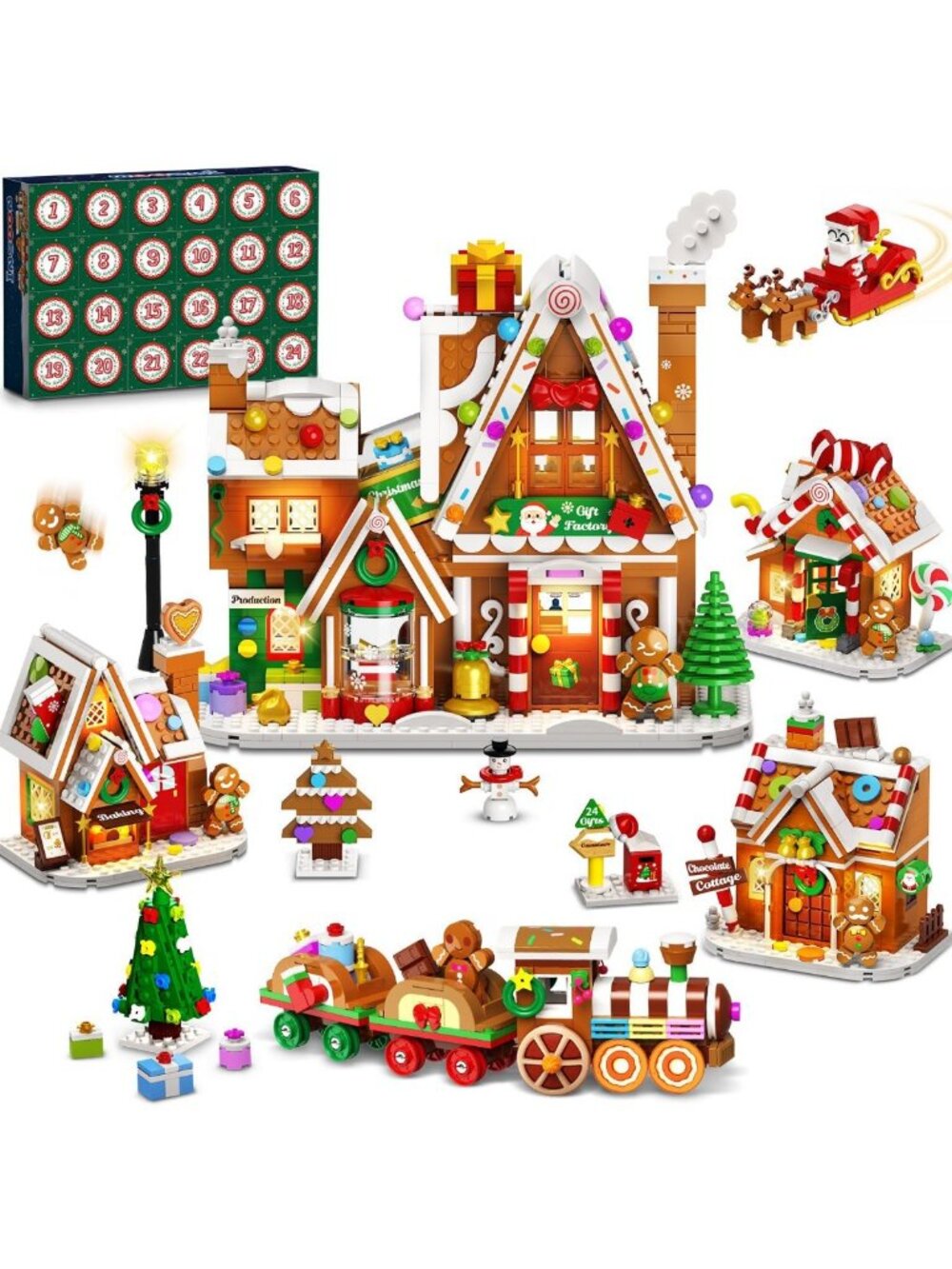 Gingerbread House Mini Building Set Advent Calendar 2026 with Lights & Fun Decor